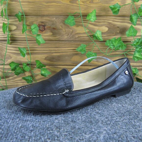 Calvin Klein Women's Maxine Loafer Black Leather Sz 8 Medium Used 2025 - Picture 1 of 6